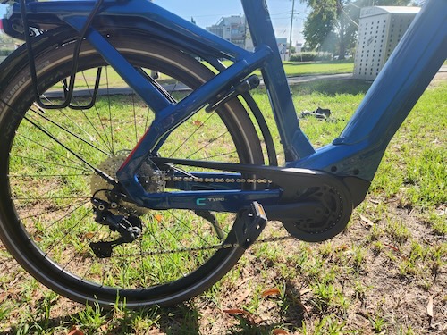 Proprietary Bianchi e-Omnia C-type rear rack design